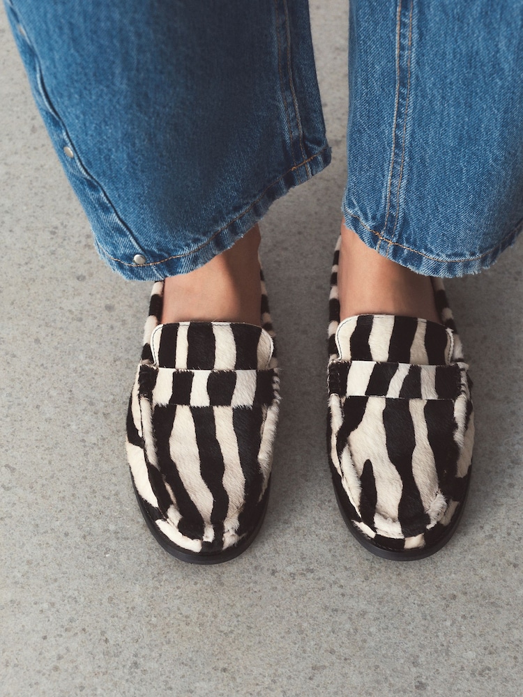 Zebra Forever Comfort® Leather Loafer Mule - Image 2 of 4 Zebra Forever Comfort® Leather Loafer Mule - Image 2 of 4