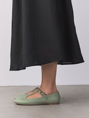 Grøn - Forever Comfort® Ruskinds Tbar Flade Sko - Billede 6 af 8