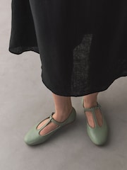 Grøn - Forever Comfort® Ruskinds Tbar Flade Sko - Billede 7 af 8