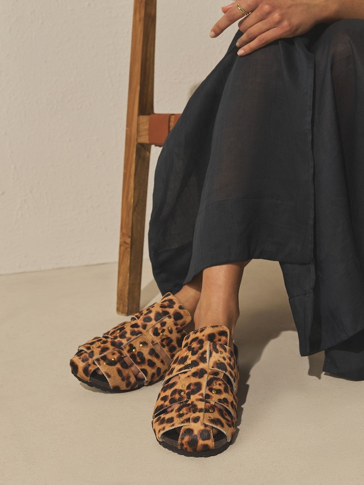 Leopard Forever Comfort®? Fisherman Footbed Mules - Image 1 of 10 Leopard Forever Comfort®? Fisherman Footbed Mules - Image 1 of 10