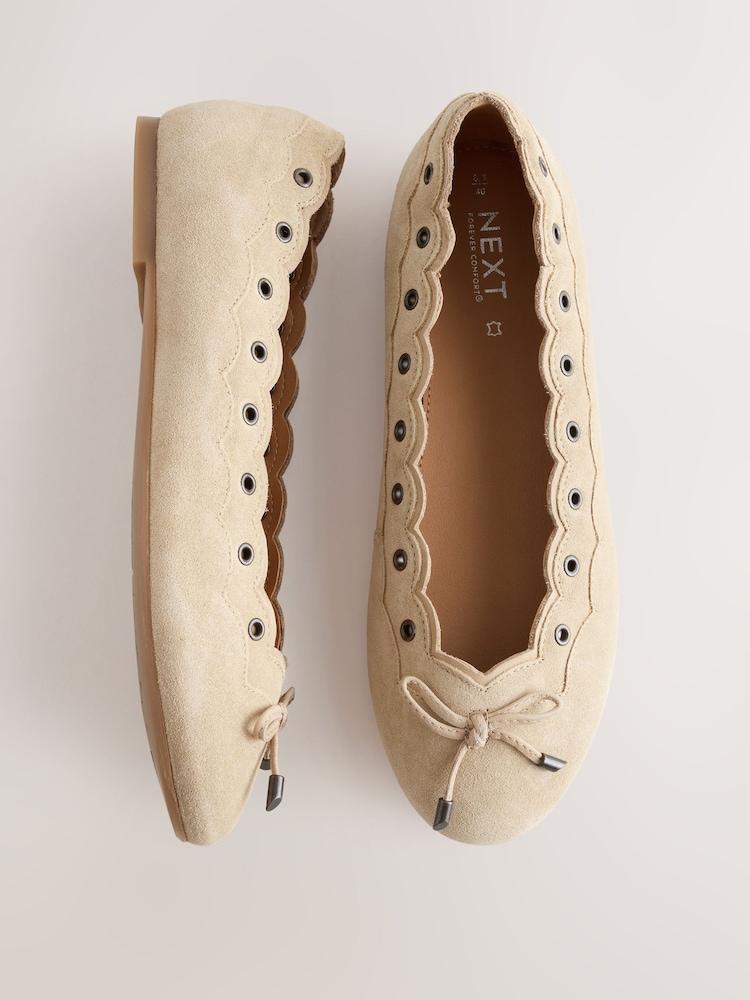 Sand Forever Comfort® Suede Eyelet Ballet Flats - Image 1 of 10