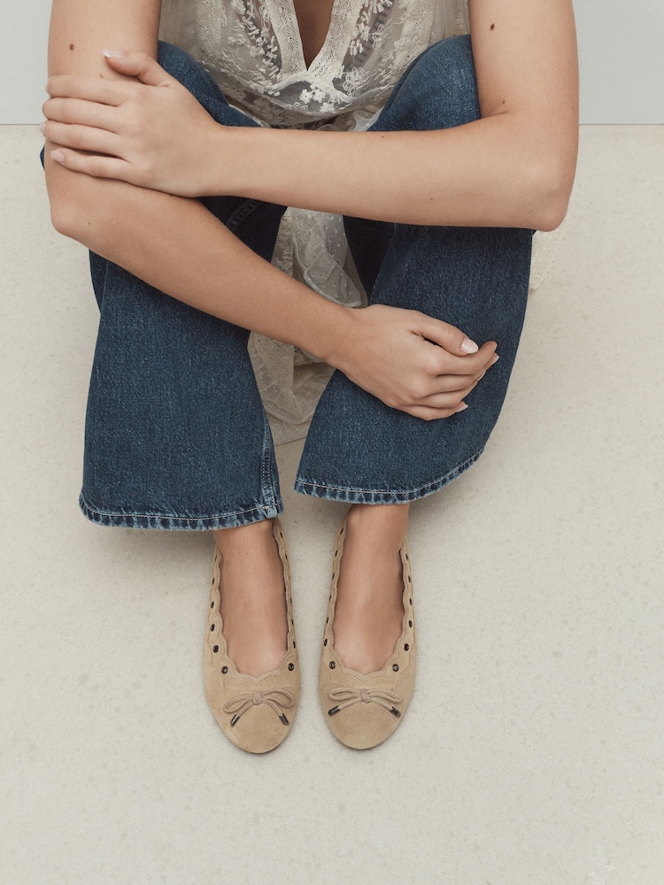 Sand Forever Comfort® Suede Eyelet Ballet Flats - Image 10 of 10