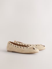Sand Forever Comfort® Suede Eyelet Ballet Flats - Image 2 of 10