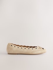Sand Forever Comfort® Suede Eyelet Ballet Flats - Image 3 of 10