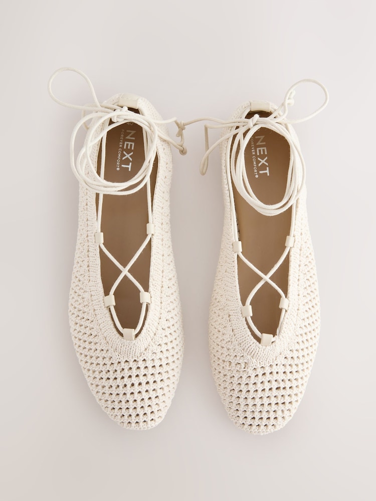 Neutral Forever Comfort® Crochet Ghillie Flats - Image 1 of 5