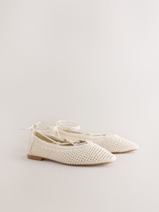 Neutral Forever Comfort® Crochet Ghillie Flats - Image 3 of 5