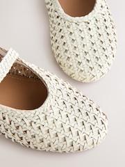 White Forever Comfort® Leather Weave Mary Jane Flats - Image 9 of 10