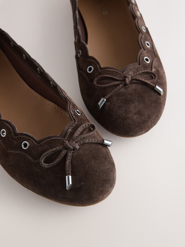 Chocolate Brown Forever Comfort® Suede Eyelet Ballet Flats - Image 10 of 10