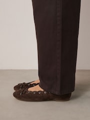 Chocolate Brown Forever Comfort® Suede Eyelet Ballet Flats - Image 4 of 10