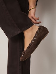 Chocolate Brown Forever Comfort® Suede Eyelet Ballet Flats - Image 5 of 10