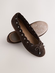 Chocolate Brown Forever Comfort® Suede Eyelet Ballet Flats - Image 9 of 10