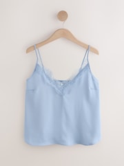 Albastru - Satin Lace Cami Top - Imaginea 5 din 7