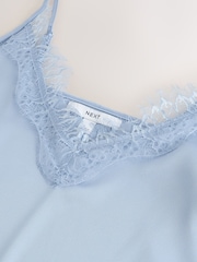 Albastru - Satin Lace Cami Top - Imaginea 7 din 7