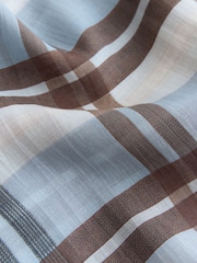 Blue/Ecru/Brown Check Sheer Shirt - Image 7 of 8