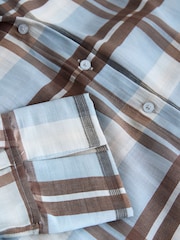 Blue/Ecru/Brown Check Sheer Shirt - Image 8 of 8