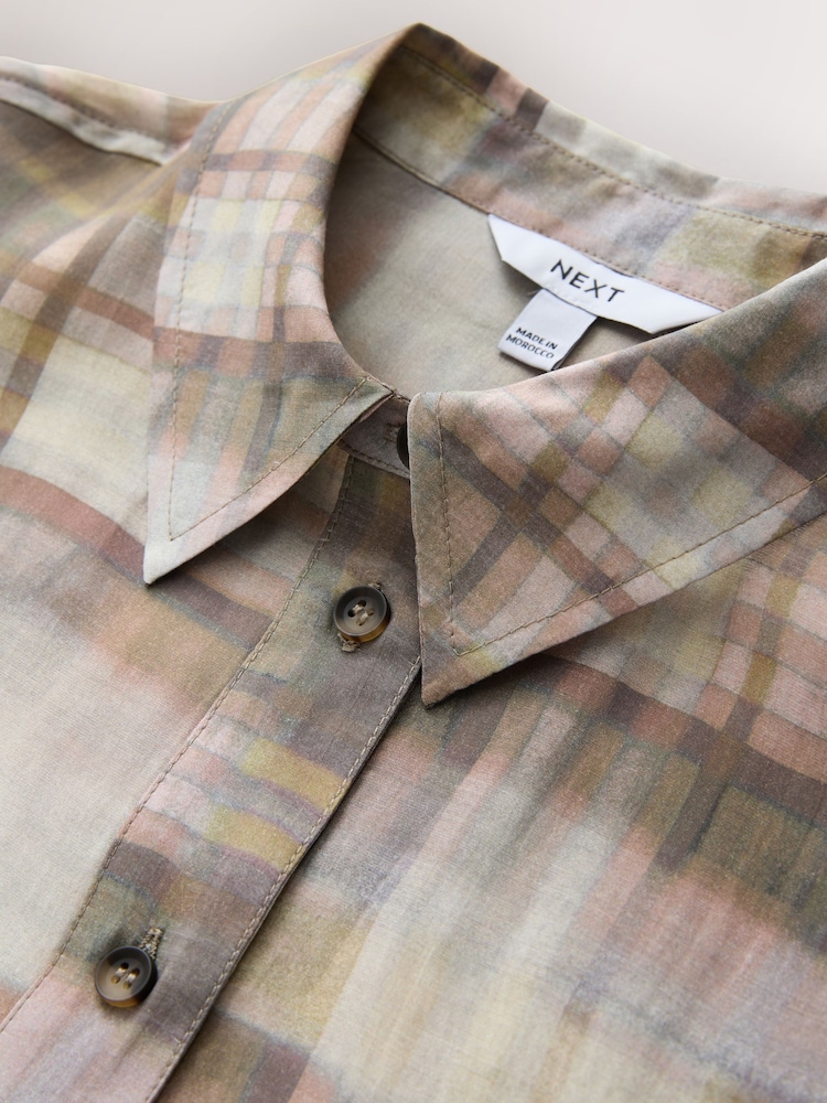Brown/Pink Blurred Check Lightweight Shirt - Image 2 of 3