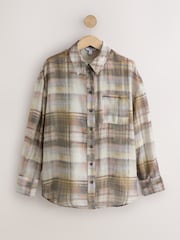 Brown/Pink Blurred Check Lightweight Shirt - Image 6 of 8