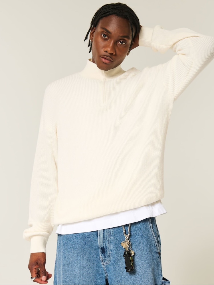 Hollister Long Sleeve Boxy Half Zip Jumper - Image 1 of 4