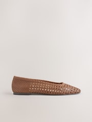 Tan Brown Forever Comfort® Leather Woven Upper Shoes - Image 3 of 5