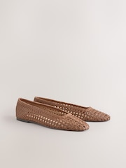 Tan Brown Forever Comfort® Leather Woven Upper Shoes - Image 6 of 9