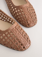 Tan Brown Forever Comfort® Leather Woven Upper Shoes - Image 8 of 9