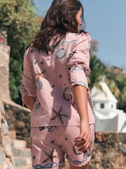 Pink Shell Print Long Sleeve Lightweight Shirt - Image 3 of 7