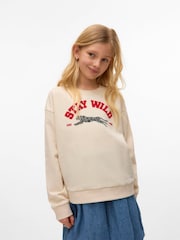 VERO MODA Cream Leopard Graphic Sweatshirt - Image 1 of 3