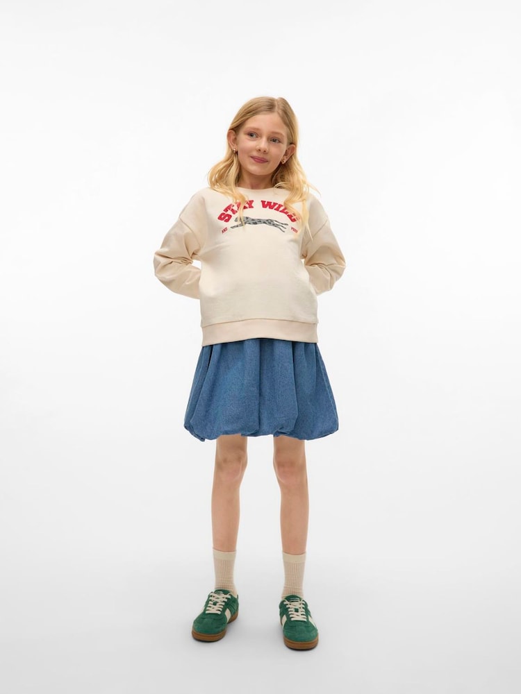 VERO MODA Cream Leopard Graphic Sweatshirt - Image 3 of 3