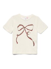VERO MODA White Bow Graphic Short Sleeve T-Shirt - Image 4 of 5