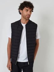 Threadbare Black Quilted Hybrid Gilet - Image 1 of 4