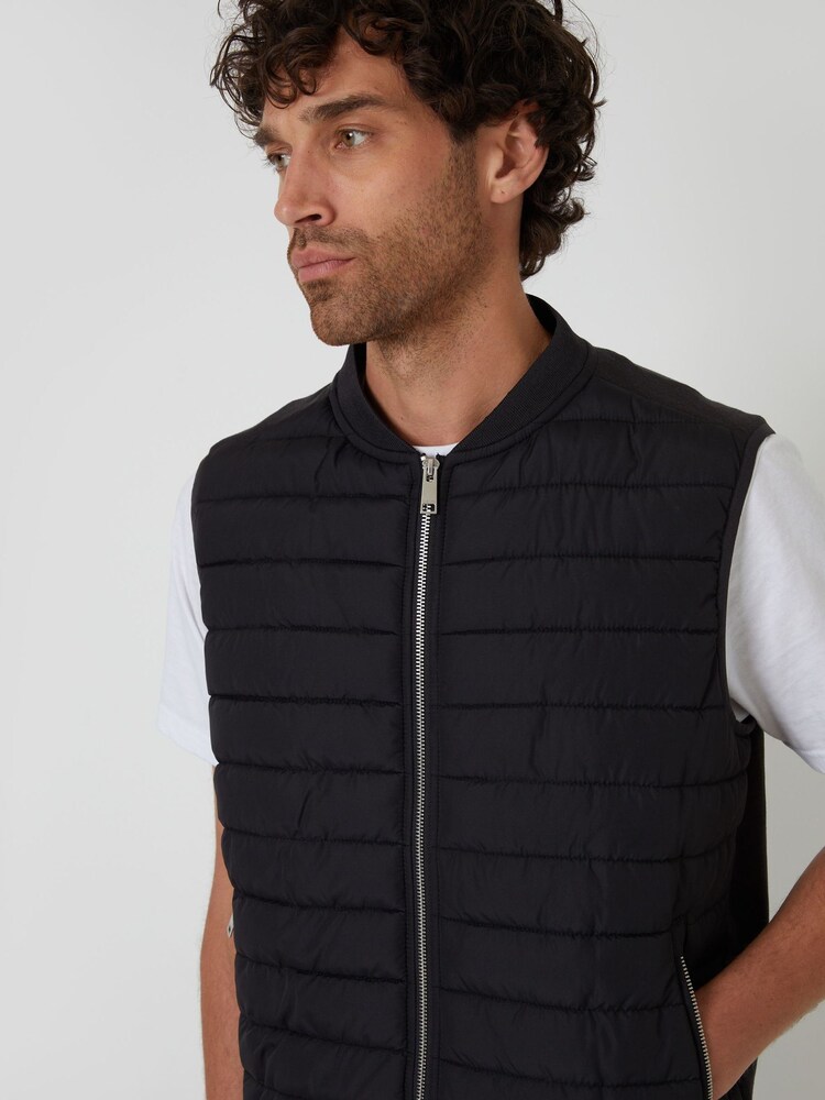 Threadbare Black Quilted Hybrid Gilet - Image 4 of 4 Threadbare Black Quilted Hybrid Gilet - Image 4 of 4