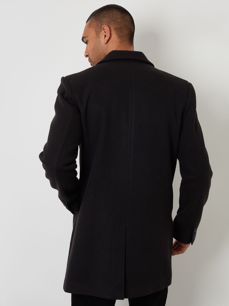Threadbare Black Faux Wool Overcoat - Image 2 of 4
