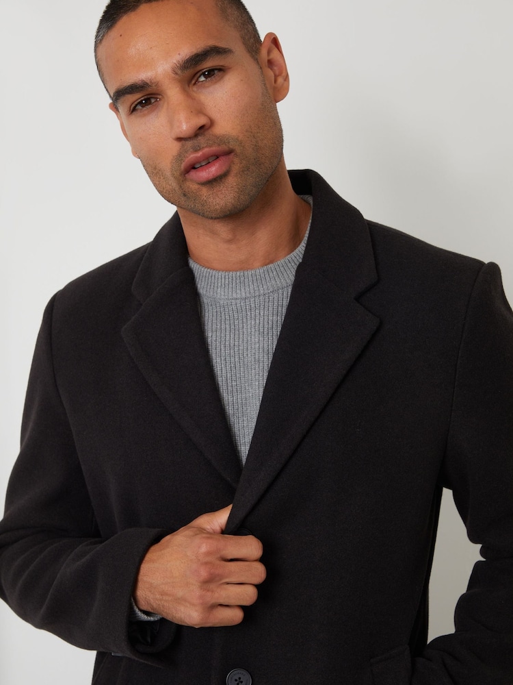 Threadbare Black Faux Wool Overcoat - Image 4 of 4