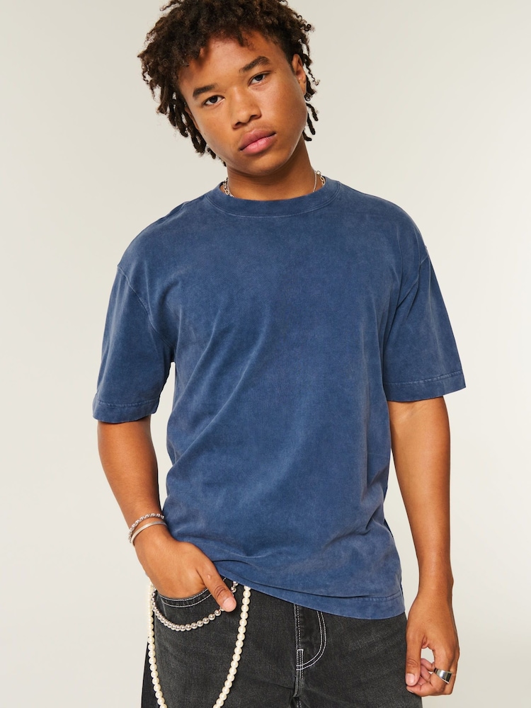 Hollister Blue Boxy Crew Neck T-Shirt - Image 1 of 3