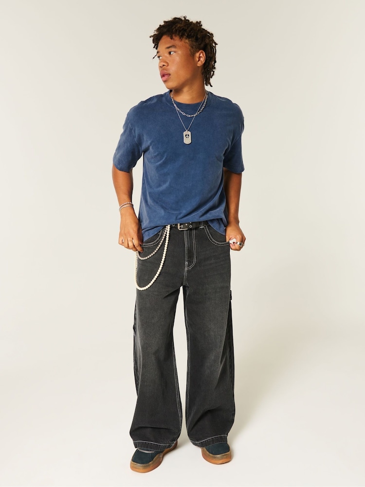 Hollister Blue Boxy Crew Neck T-Shirt - Image 3 of 3