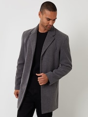Threadbare Grey Faux Wool Overcoat - Image 1 of 4