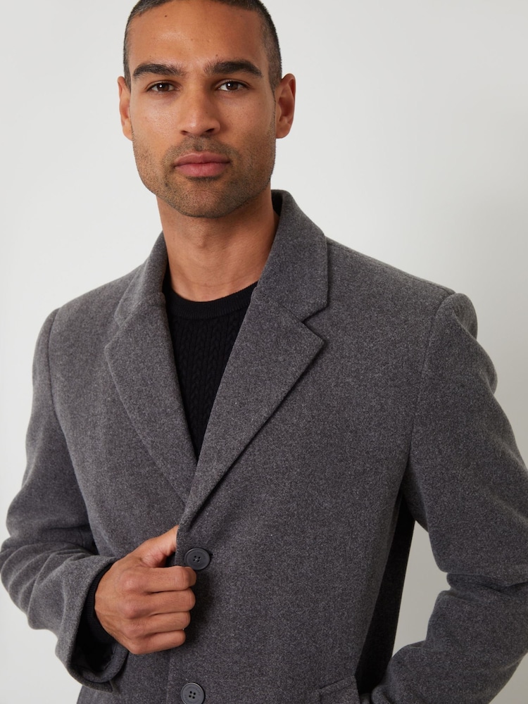 Threadbare Grey Faux Wool Overcoat - Image 4 of 4
