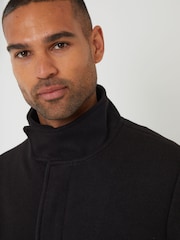 Threadbare Black Longline Faux Wool Funnel Neck Coat - Image 4 of 4