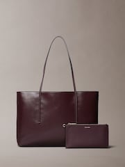 Calvin Klein Brown Allover Monogram Logo Tote Bag with Pouch - Image 1 of 3