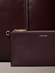 Calvin Klein Brown Allover Monogram Logo Tote Bag with Pouch - Image 3 of 3