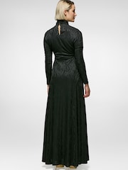Daska Black Dara Jacquard Maxi Dress With Long Sleeves - Image 2 of 3