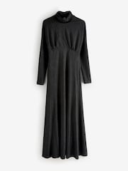 Daska Black Dara Jacquard Maxi Dress With Long Sleeves - Image 3 of 3