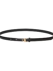 Calvin Klein Black Full Grain Leather Skinny Logo Belt - Image 1 of 1