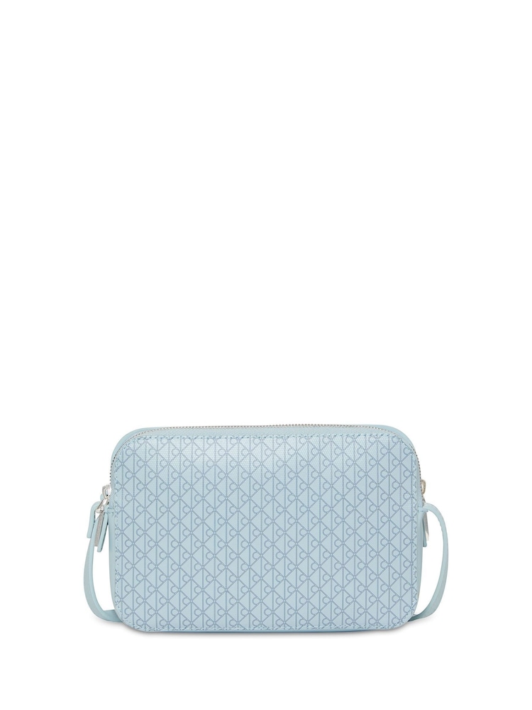 Calvin Klein Blue Allover Monogram Logo Camera Bag - Image 1 of 2
