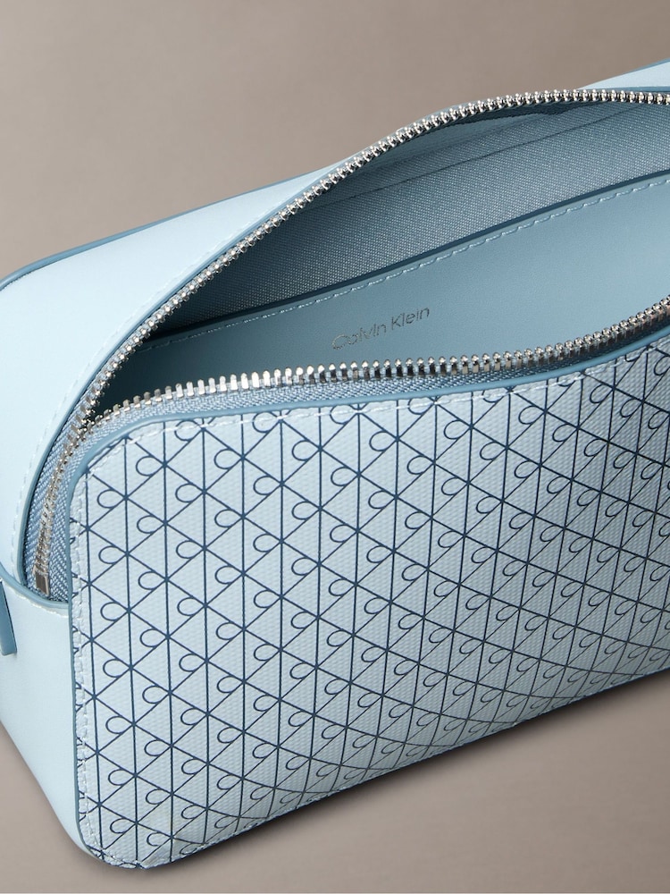 Calvin Klein Blue Allover Monogram Logo Camera Bag - Image 2 of 2