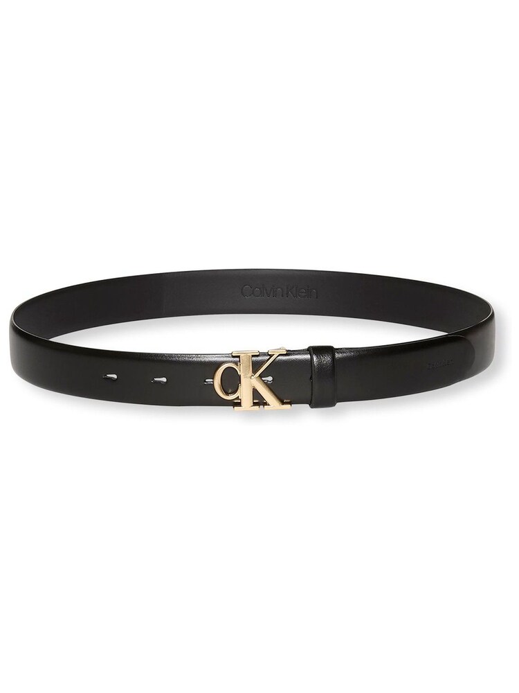 Calvin Klein Black Full Grain Leather Logo Belt - Image 1 of 1 Calvin Klein Black Full Grain Leather Logo Belt - Image 1 of 1