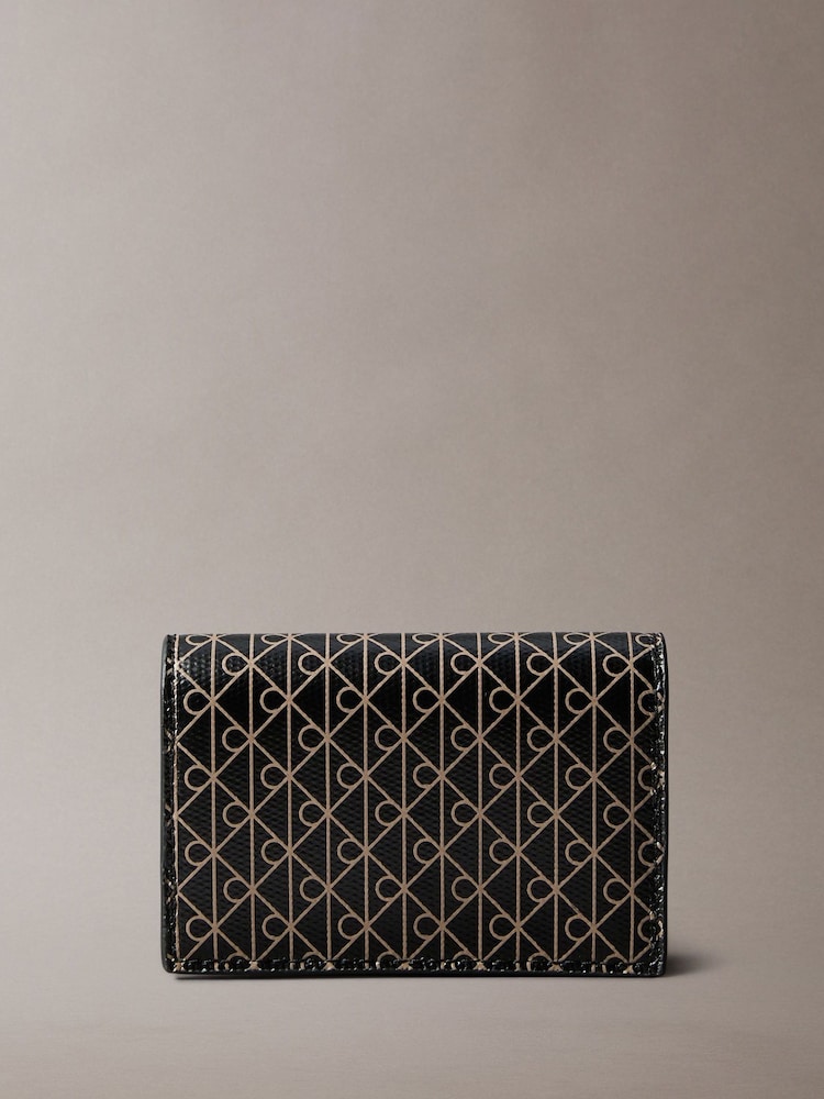 Calvin Klein Black Monogram Logo Accordion Card Holder - Image 1 of 3 Calvin Klein Black Monogram Logo Accordion Card Holder - Image 1 of 3