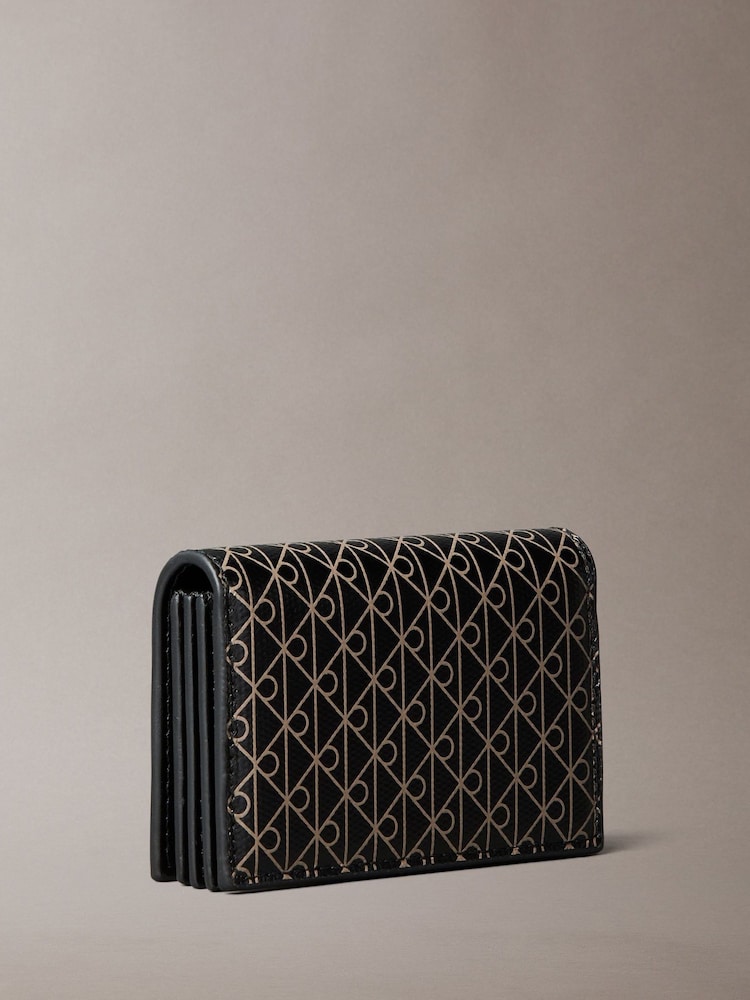 Calvin Klein Black Monogram Logo Accordion Card Holder - Image 2 of 3 Calvin Klein Black Monogram Logo Accordion Card Holder - Image 2 of 3