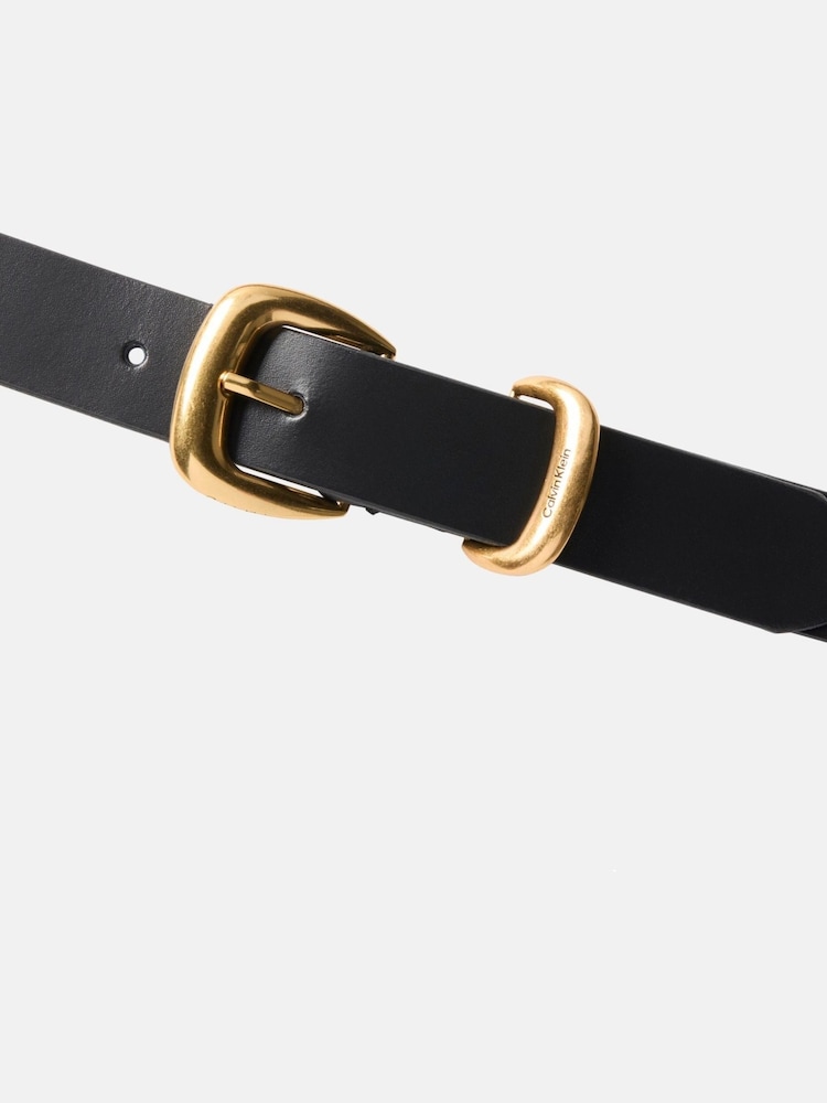 Calvin Klein Black Full Grain Leather Chunky Buckle Belt - Image 4 of 4 Calvin Klein Black Full Grain Leather Chunky Buckle Belt - Image 4 of 4