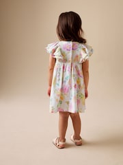 淡紫花卉 - 38荷葉邊袖洋裝（0個月-1歲） - 圖片 2，共 8